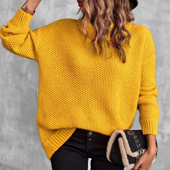 Yellow Preppy Womens turtleneck Sweater - Picture 3 of 5